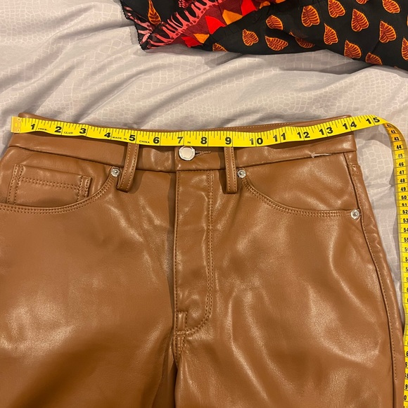 Good American Better Than Leather Faux Good Icon Pants Burnt Caramel 6 / 28 - Picture 4 of 11